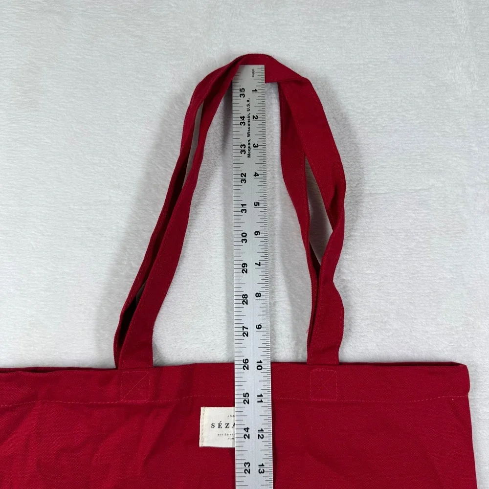 Sezane Red LOVE‎ Graphic Cotton Canvas Tote Bag Paris French Chic Shopping Bag